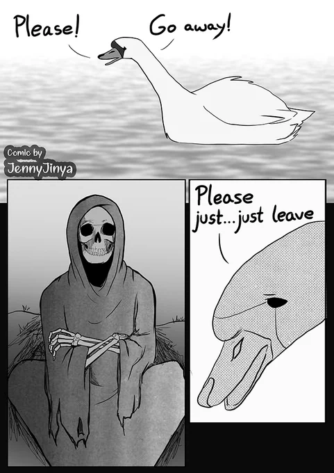 Sometimes I have to draw comics to cope with things. I read about this a while ago and it still breaks my heart. They smashed her eggs with a brick and she died of grief. The only message I have here is don't be cruel.
1/3 