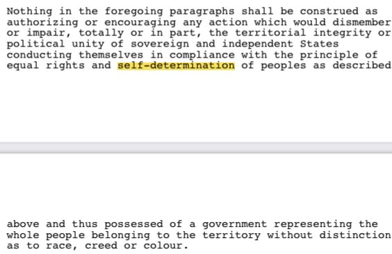 The most comprehensive document affirming this is the “Declaration on Principles of Int’l Law concerning Friendly Relations and Co-operation among States.”This explicitly states secessionism as a legitimate expression of self-determination when a state violates group rights.