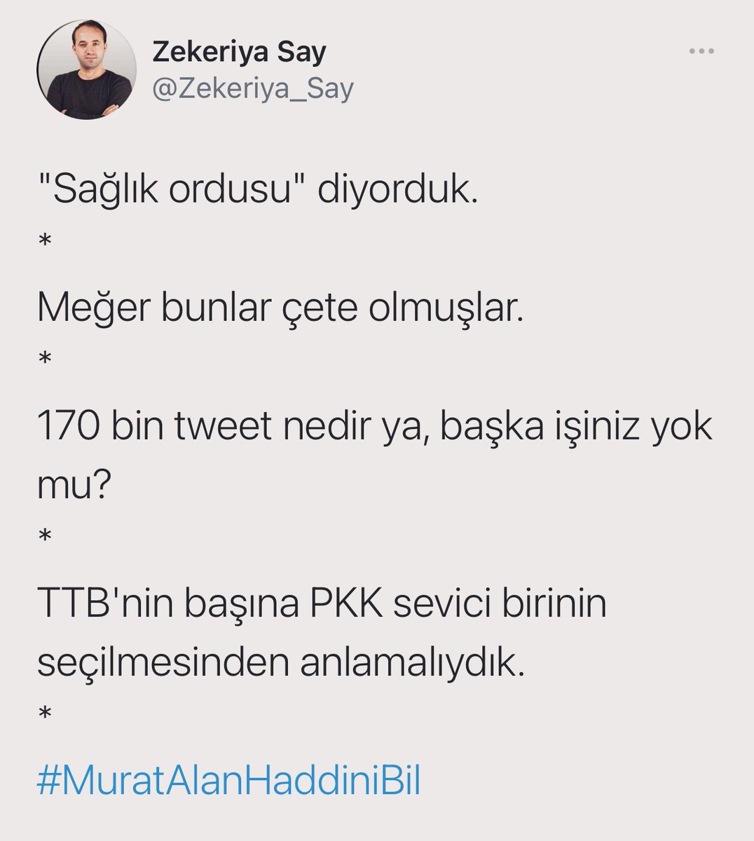 Sağlıkçılara terörist muamelesi yapılıyor! Rüşvetçi deniyor! Ve kimse bu haysiyetsizlere ses çıkartmıyor! Bu zihniyetteki herkese hakkım haram olsun!!!   #MuratAlanHaddiniBil #ZekeriyaSayHaddiniBil