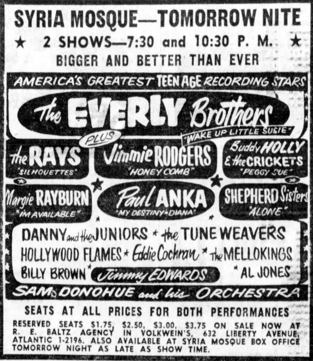 A link to an almost complete list of shows -  https://sites.google.com/site/pittsburghmusichistory/pittsburgh-music-story/venues/syria-mosque/syria-mosque-concerts