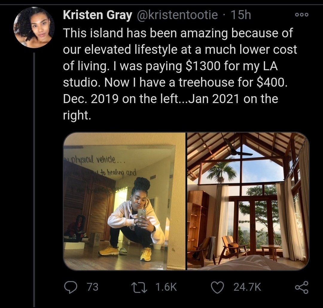 Btw, ada yang tahu kira-kira lokasi "treehouse" Mba Kristen "Tootie" Gray ada di daerah mana? Mohon jangan doxxing, cukup daerahnya saja.  @ditjen_imigrasiAny idea where Ms. Kristen Gray's "treehouse" is located? Please don't doxx her, just the general region/area if you know.