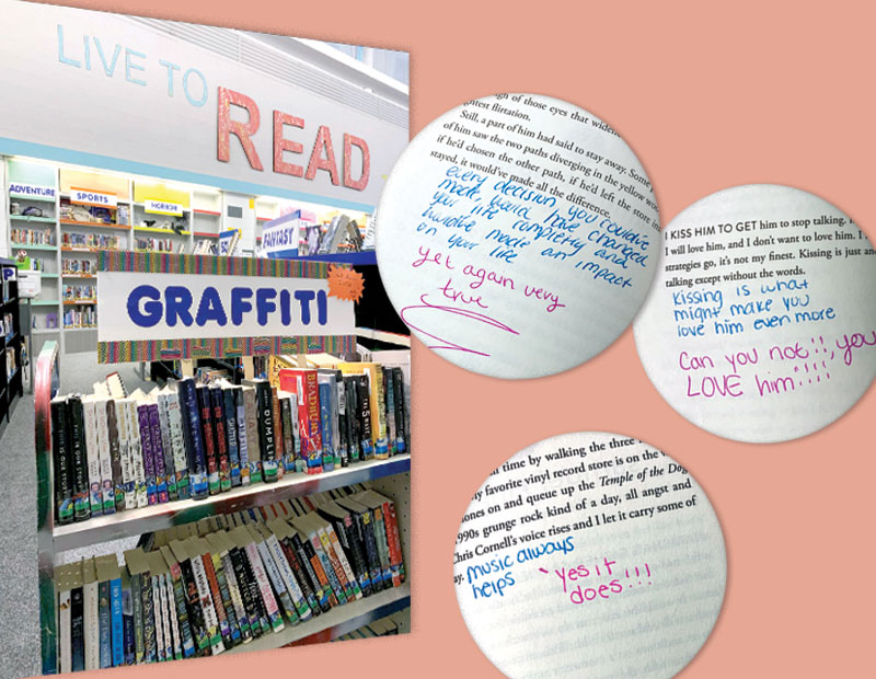 sljournal's tweet photo. One school library's Graffiti Books program lets students connect and have "conversations" by writing in books. It also keeps some previously weeded titles in the stacks.
https://t.co/Nn5Pm2Exkm https://t.co/8u5Yc3P4bH