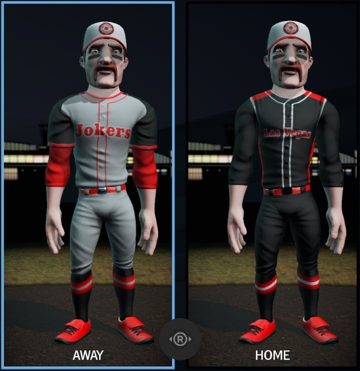 New logo and uniforms! Uniform credit to <a href="/Jmelinyshyn1113/">Jeff_Melinyshyn</a> for creation and <a href="/WestonEast/">Weston East</a> for putting it on the roster! Logo credit to Adam Winright! Lets get it in Season 5!!! #GoJokers #BigHeadBaseball <a href="/HeadBaseball/">Big Head Baseball</a>