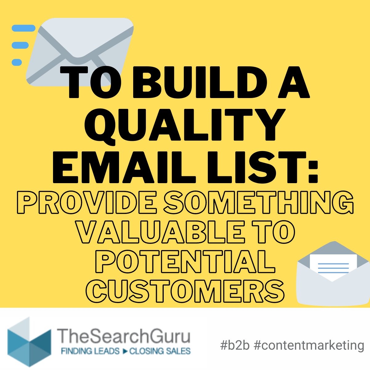 TheSearchGuru's tweet photo. Building a quality email list should be a priority for your content. To build a list fast, you must take a risk and offer something really valuable to potential customers. 
Download our free ebook for an example how. https://t.co/GczvSn89P7
#B2B #ContentMarketing https://t.co/0mZzj4hmvT