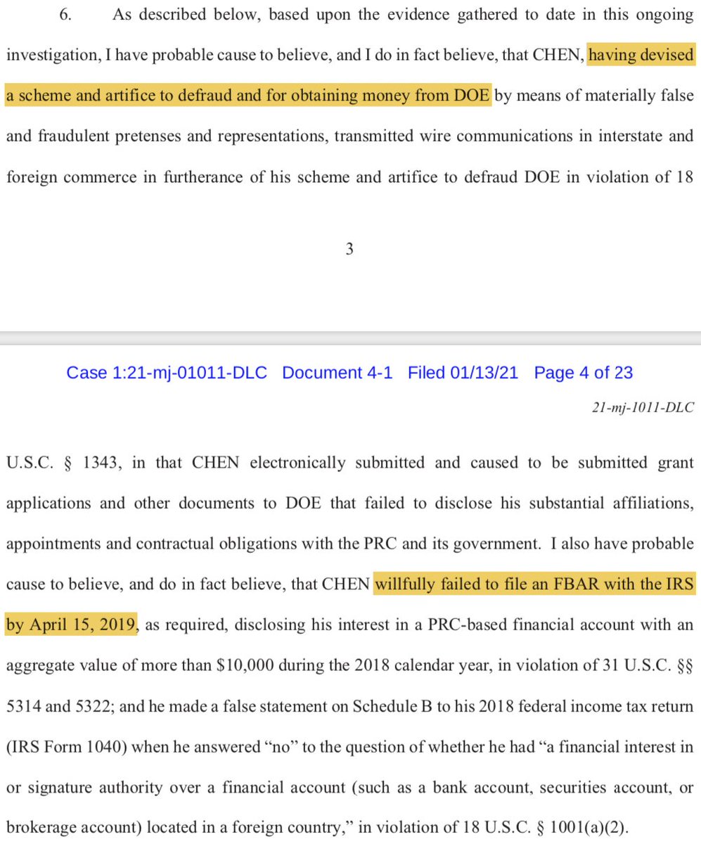 6. On the contrary, The McCarthy Document establishes a lack of willful intent.Chen failed to file the FBAR for a bank account in 2018, but did file for the same account in other years. See para. 38 and 42.These findings indicate an honest mistake, rather than willful action.