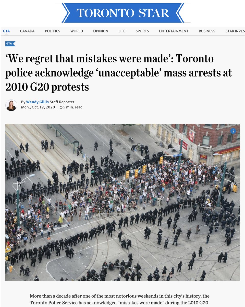 PoliceOnGuard's tweet photo. 10 years ago, the actions of police at the G20 Summit in Toronto resulted in misconduct charges &amp; many convicted offences under the Police Services Act.

If we contrast the actions of police command &amp; officers today, it is clear they are at risk of the same.

#RememberYourOath https://t.co/r8jzjc6iD6