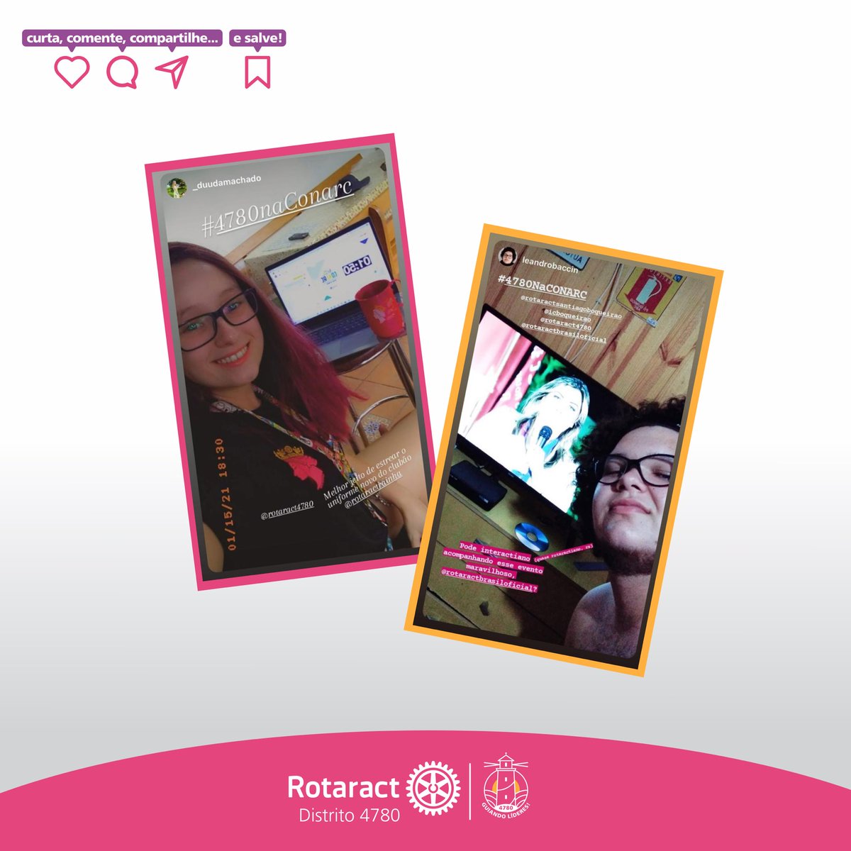 rotaract4780's tweet photo. 👉Vem conferir alguns registros dos nossos companheiros acompanhando o evento.
E você? Como curtiu a #conarc2021?? Conta pra gente!
#4780NaConarc #conarcritimosdobrasil #conarc2021 #conarc #rotaract4780 #rotaractbrasil #rotaract #ip4780 https://t.co/Kzbr0Q3FGJ