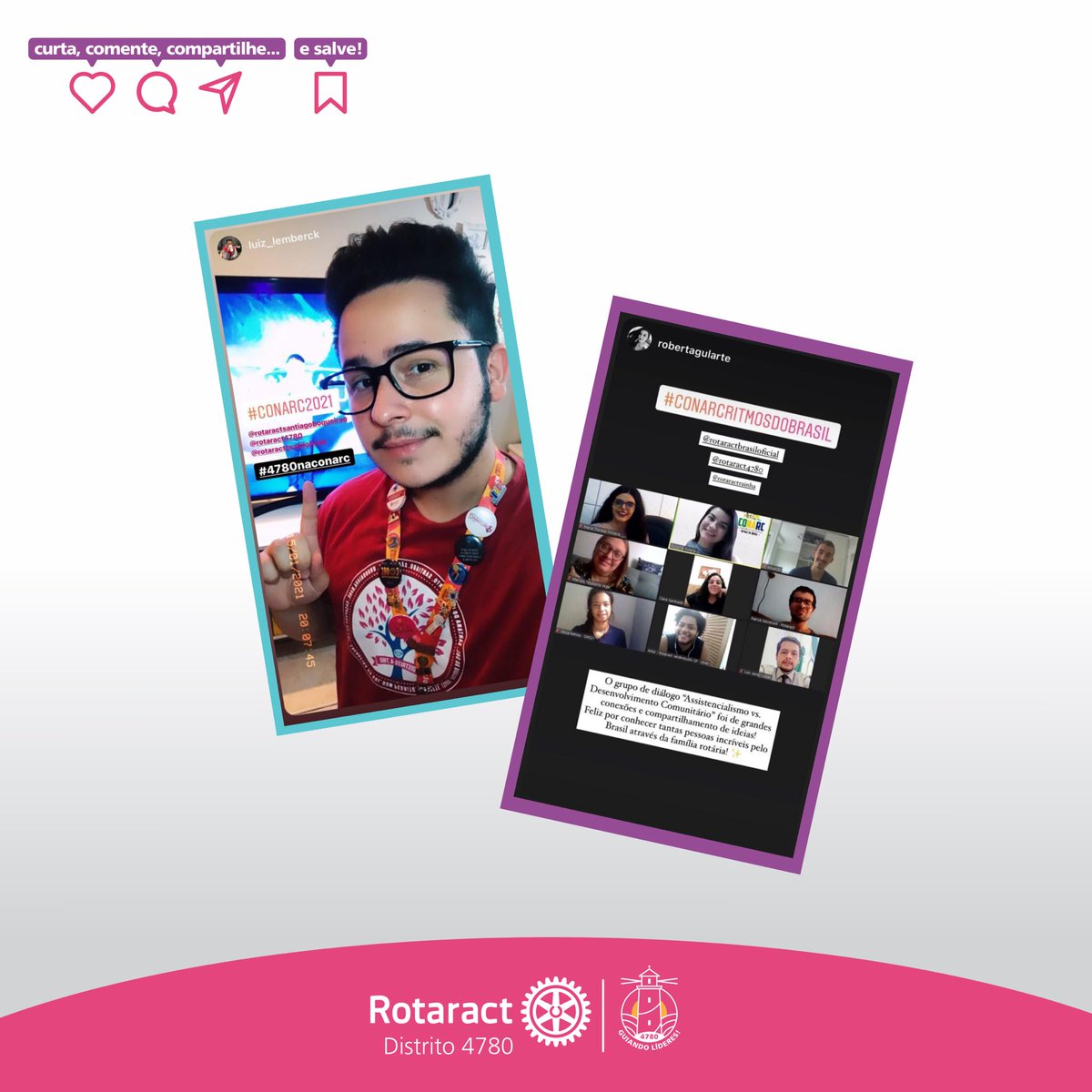 rotaract4780's tweet photo. 👉Vem conferir alguns registros dos nossos companheiros acompanhando o evento.
E você? Como curtiu a #conarc2021?? Conta pra gente!
#4780NaConarc #conarcritimosdobrasil #conarc2021 #conarc #rotaract4780 #rotaractbrasil #rotaract #ip4780 https://t.co/Kzbr0Q3FGJ