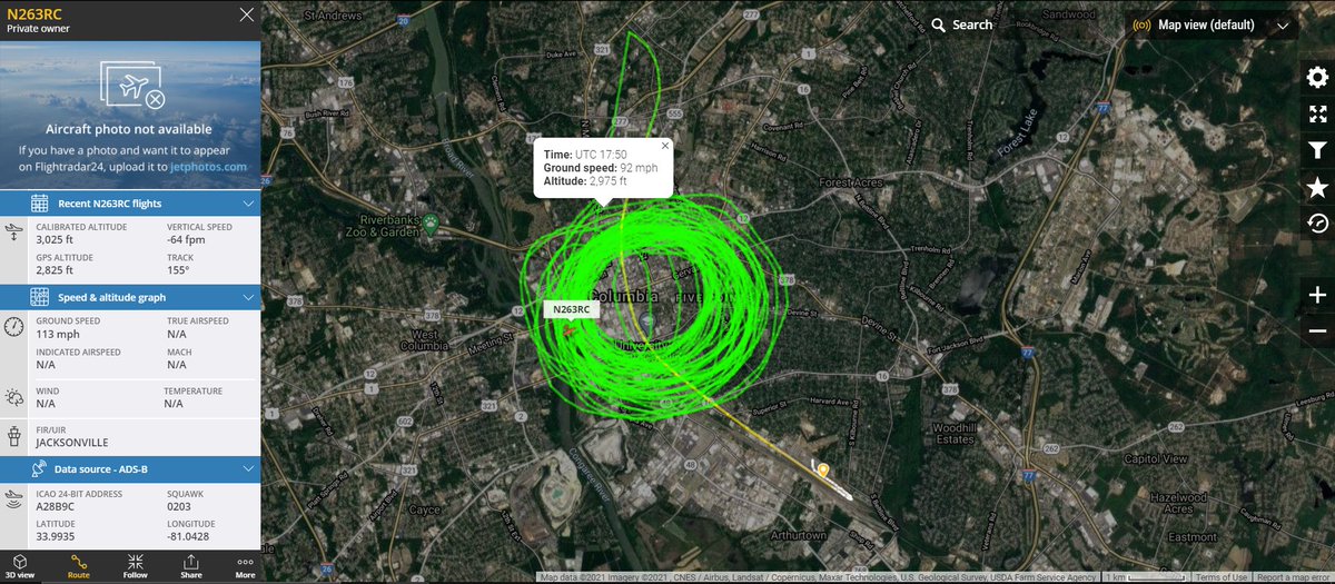 Here we are 3 days out from the inauguration and across certain capital cities, there is already hard recon in place over statehouses. In Cola, Richland County has been in orbit over the statehouse for over 2 hours nonstop. 2/6
