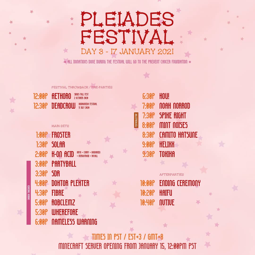 shimotsukiclub's tweet photo. last day of #pleiades2021 on the way. are you ready to dance and jump? 

minecraft: https://t.co/wS0yYqy983 (Java 1.12.2-1.16.5)
stream: https://t.co/RBlr9OD0Ui

🌙 https://t.co/zSLk3NpbNV
⭐ https://t.co/Fwb2sOMubK https://t.co/Xb7shSITkK