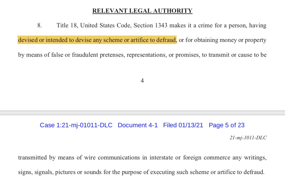 8. The law sets a high bar for the charge of wire fraud.See DOJ on elements of wire fraud:  https://www.justice.gov/archives/jm/criminal-resource-manual-941-18-usc-1343-elements-wire-fraud