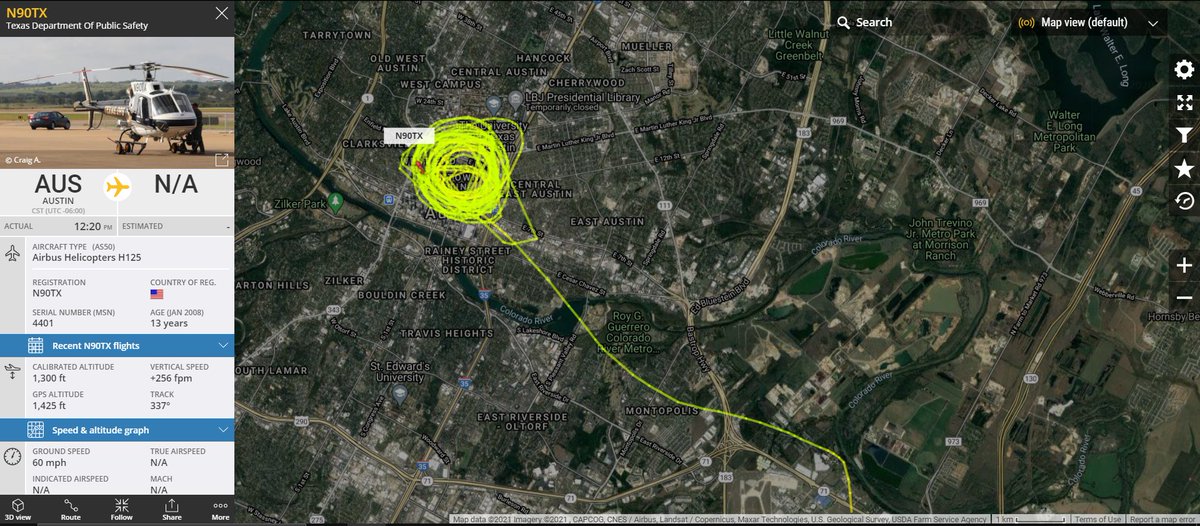 If we go over to Texas we see the same thing happening with Texas Public Safety's AStar on station in Austin over the Texas State Capitol. Moving along..... 3/6