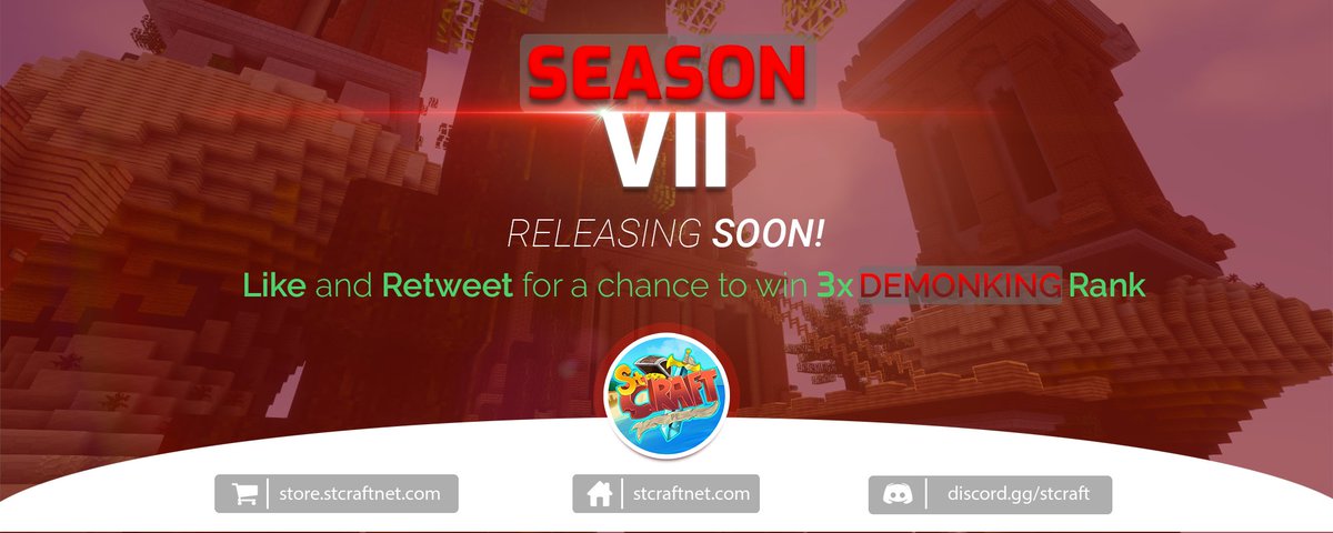 STCraft OP Factions | Season 7🌩️

🌟Season 7 is Releasing soon!
    + Fishing
    + Daily Rewards
    + Slot Machine
    + Trading

For more information, join our Discord; discord.gg/stcraft

♥️ + 🔁and follow us for a chance to win one of the Ranks!