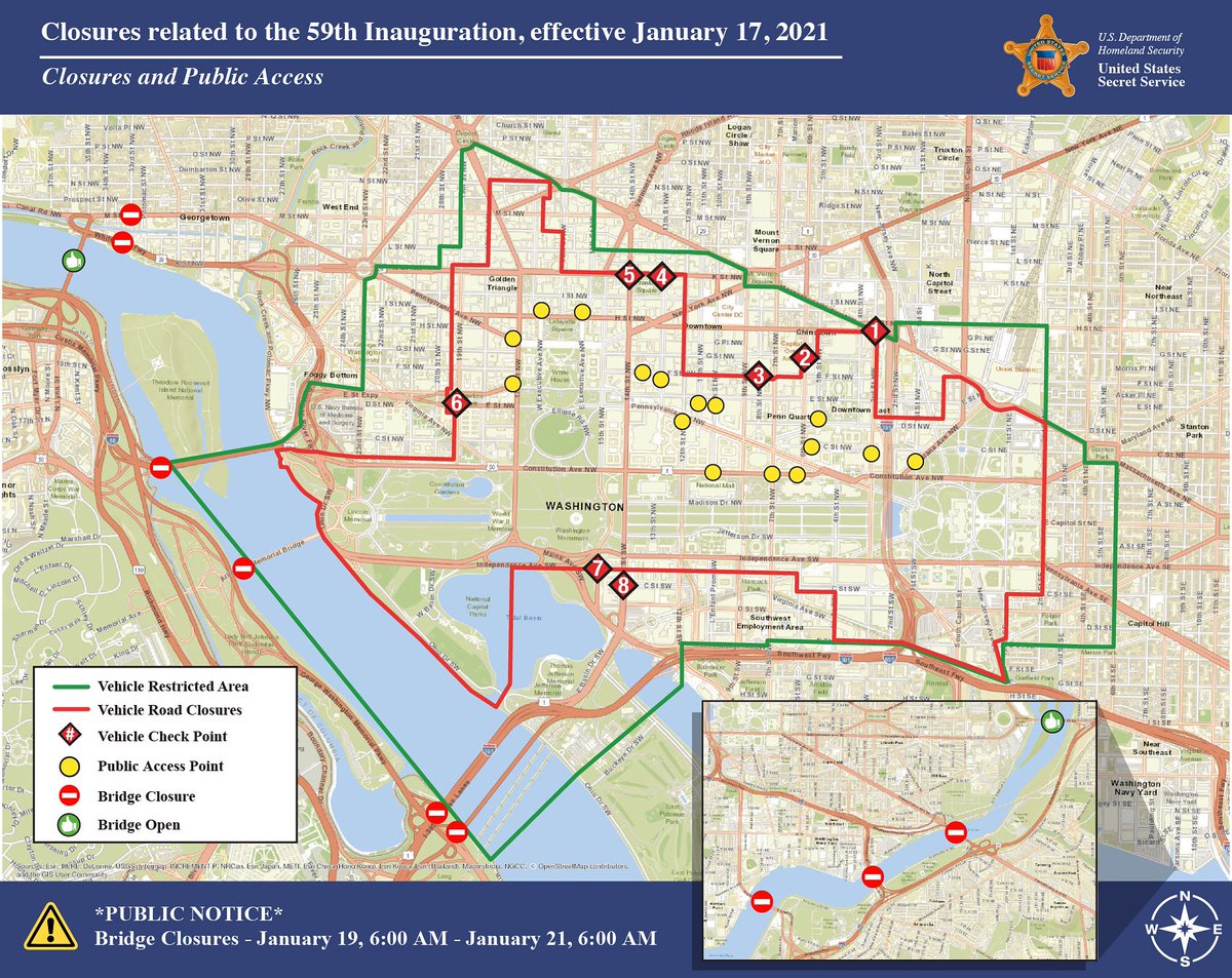 Yellowjacketps's tweet photo. The @secretservice released this updated transportation security information and comprehensive public access map pertinent to the 59th Presidential Inauguration #dc #security #inauguration2021 #presidential #safety https://t.co/tcVTP3T1AU