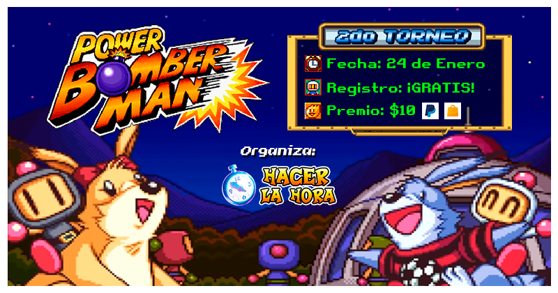¡2do torneo de Power Bomberman! 💣 Diviértete y juega GRATIS por un premio de $10. 😏 ¿Estas listo para ser campeón? 🏆
🎲 Reglas: bit.ly/38ONMVz
🙋‍♀️ Registro: bit.ly/2XO9Qt5
⬇️ Descarga: bit.ly/2LEfETu