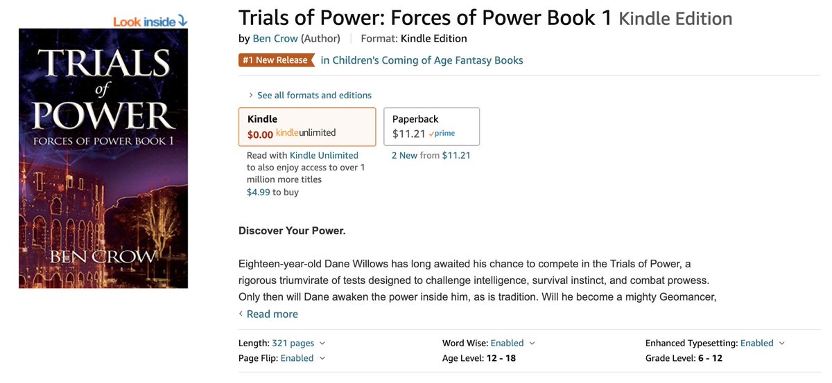 benacrow's tweet photo. Trials of Power Launch Week HIGHLIGHTS!

-For the first two days, Trials of Power was the #1 new release in the children’s coming of age fantasy category.
-Reached a high of #29 in overall sales for the same category!
-Reached 100 combined sales!
 #trialsofpower https://t.co/IqkhfDGVNU