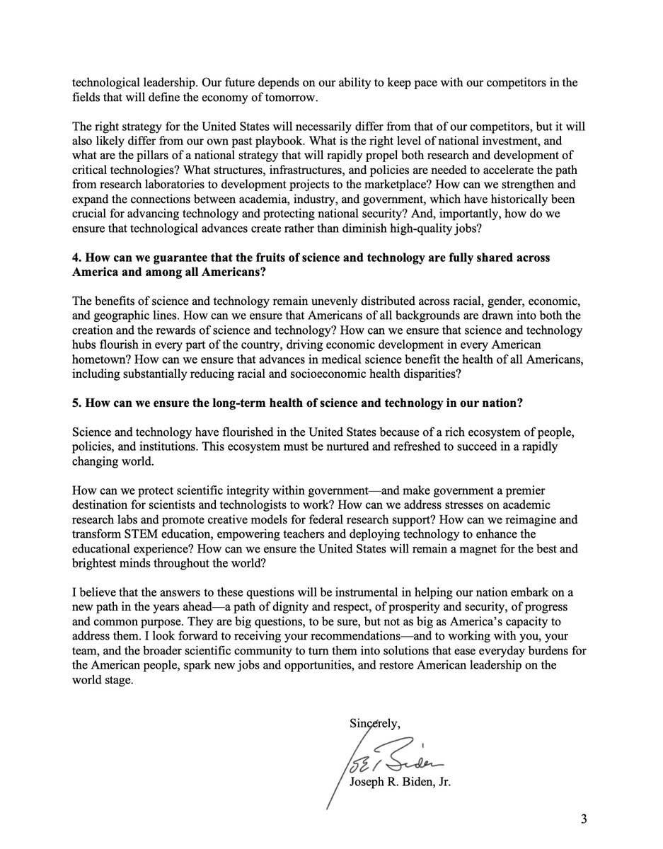 genisroca's tweet photo. La carta que Joe Biden ha enviat aquest divendres al President del MIT, i que s'infereix també han rebut altres actors clau de la ciència i la recerca del país.

Enveja sana... https://t.co/sg4Mz8al6y