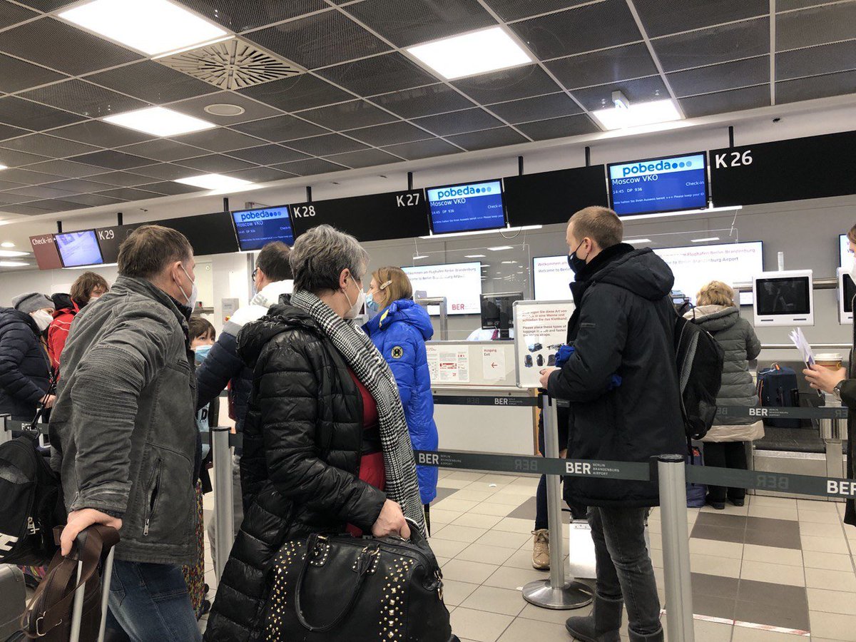 Passengers also began to turn up. Some were confused by their enthusiastic welcome party. Some had heard Navalny could be on their flight. Others were his supporters, who had bought tickets for the flight especially.