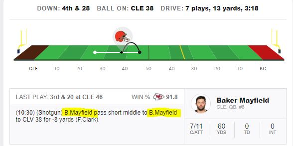 LewisBay3's tweet photo. Baker Mayfield to Baker Mayfield for -8 Yards. #WhateverItTakes #Browns https://t.co/lkAd0cd1TM