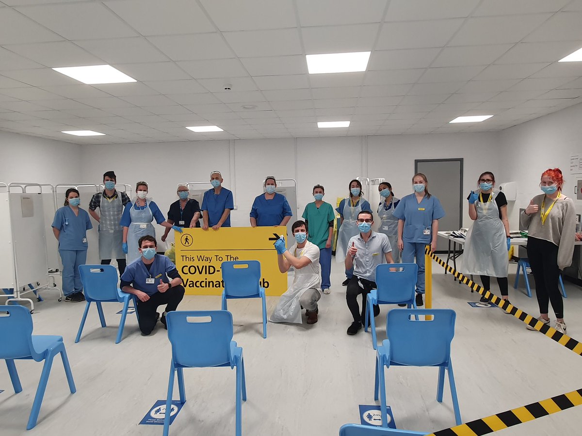 Shout out to this outstanding group of doctors, nurses, students and volunteers who I am proud to be working with at the York #Covid19UK Vaccination Centre #NHSheros #NHS <a href="/YorkHospital/">York Hospital</a> If you don't like the problem, be part of the solution 👊