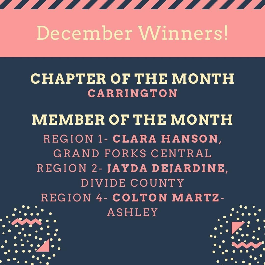 Congratulations to our Chapter President, Clara Hanson, on being recognized by <a href="/NorthDakotaFBLA/">North Dakota FBLA</a> as Region 1 Member of the Month! <a href="/GFC_Activities/">GFC Activities</a> <a href="/GFSchools/">Grand Forks Public Schools</a> #GFIsCooler #nd_cte