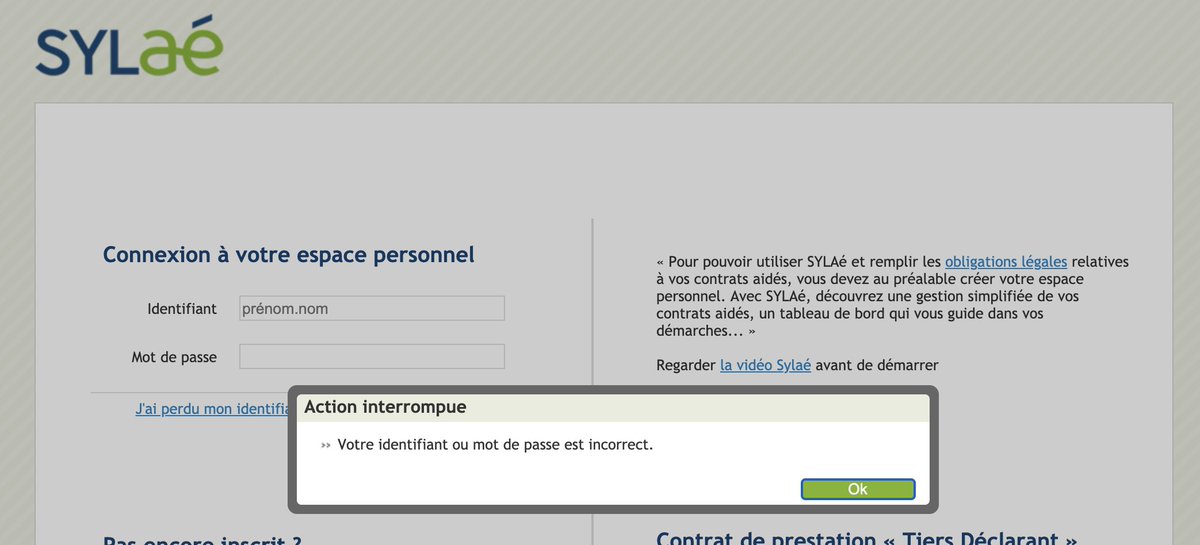 A votre avis, le système Sylaé a:- a) enregistré mon mot de passe auto-généré MAIS en enlevant des caractères spéciaux SANS RIEN DIRE- b) truncate mon mot de passe auto-généré de 22 caractères SANS RIEN DIRE