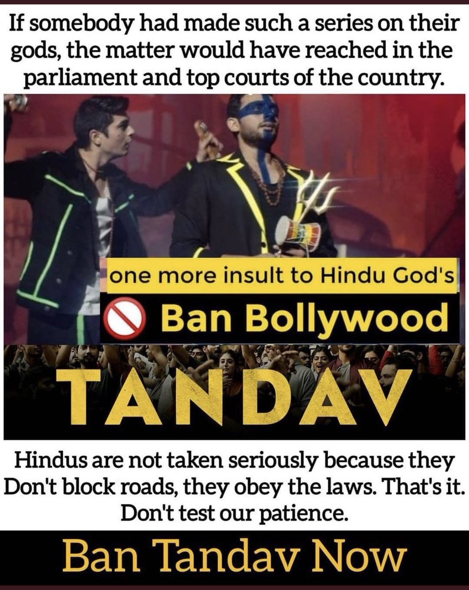 FILM9's tweet photo. #BanTandavNow 
They are cross their limites now
It's time to take strict action against such type of person who insult the our God's and our religion. 
#TandavOnPrime 
#tandavban
#AmazonPrime 
@CBFC_India https://t.co/kPvkArqmCo