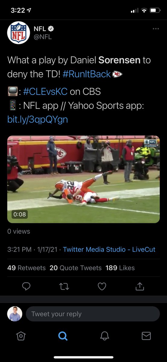NFL deleting the tweet because tackle. #concussion #Chiefs