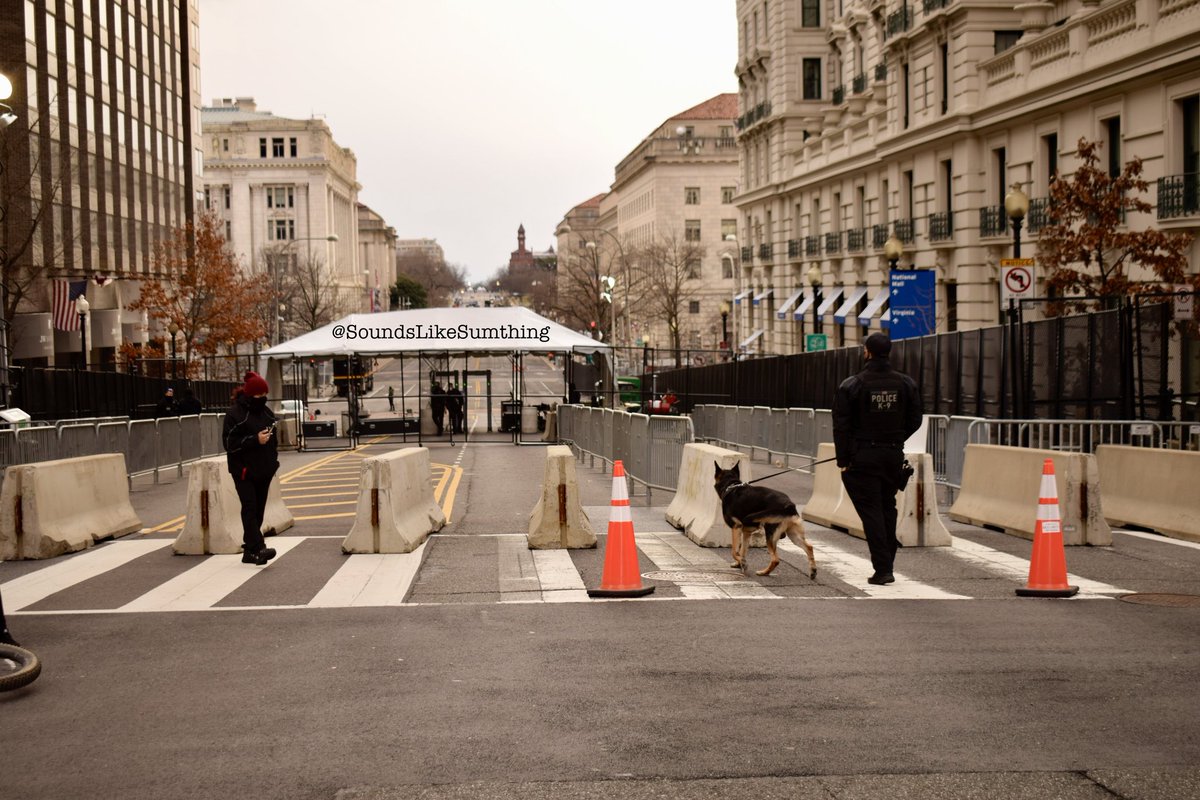 After the insurrection, security in DC has increased significantly. There are secret service checkpoints (with metal detectors) along with police barricades on what once were busy downtown streets.