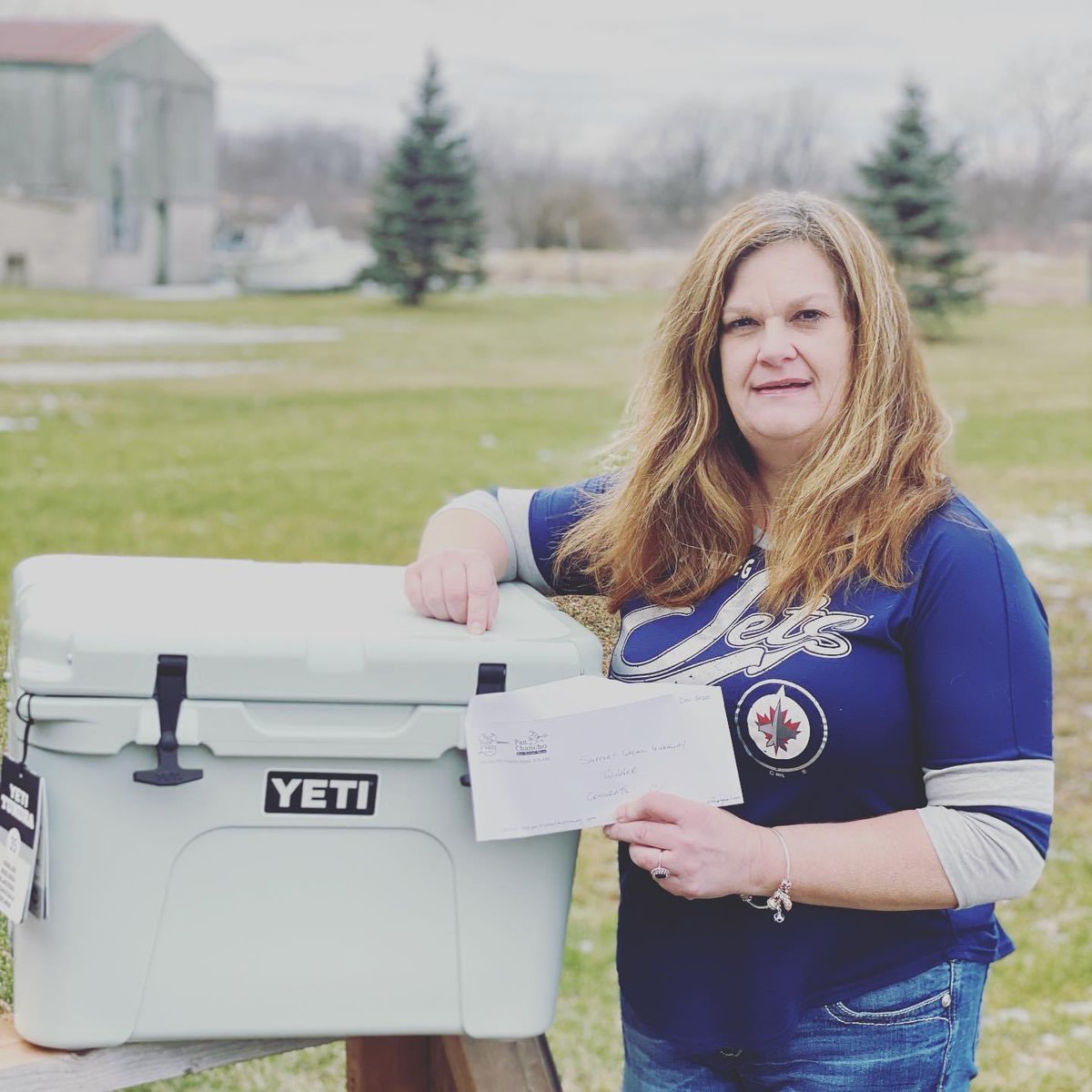 Alison won a Yeti cooler and $600 gift cards to local businesses. she will be happy to use those gift cards to stimulate the local economy and keep those dollars local. When you win... we all win. #supportsmallbusiness #shoplocal #supportlocal #ygkbusiness #staylocal