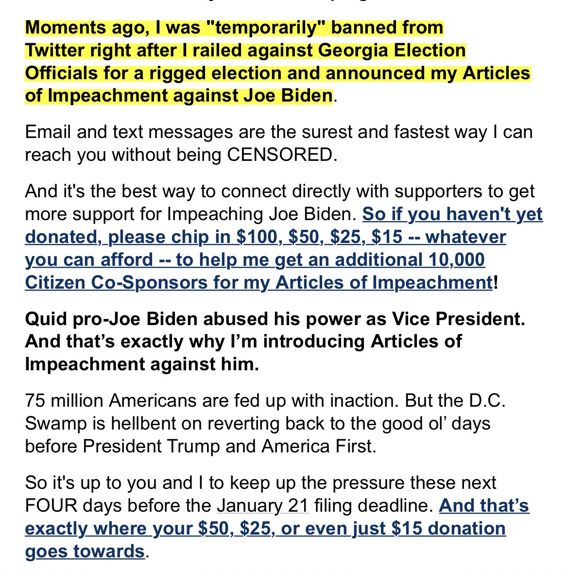 ... And she’s already fundraising off the suspension #gapol https://t.co/9dWIKTGhDW