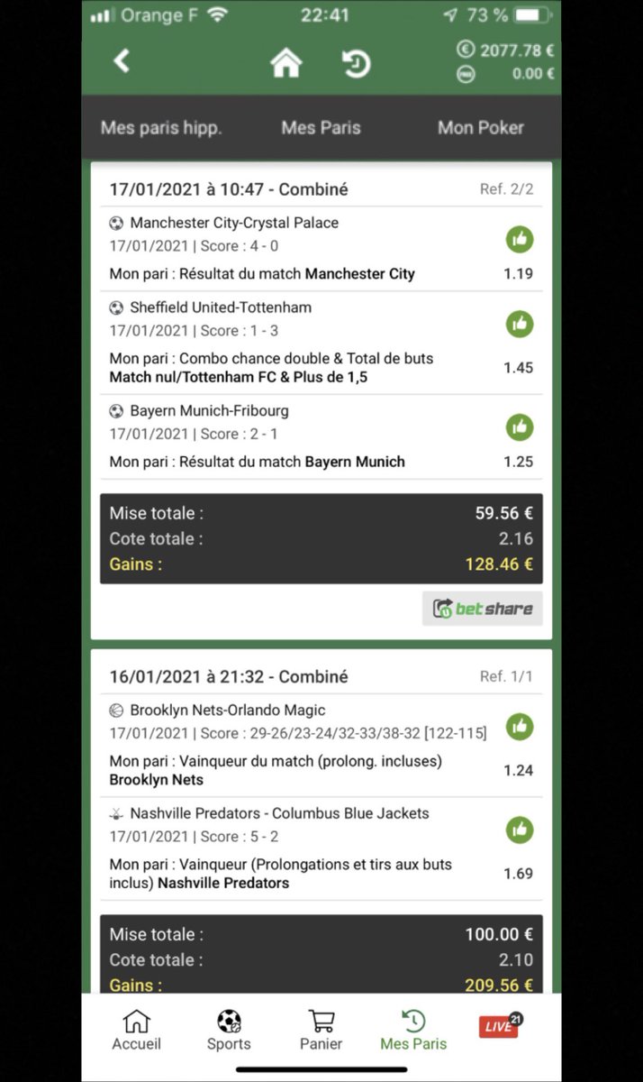 Merci à mon frérot @RR237_ pour les pronos #1010PRONO 💪💪

On passe la barre des 2000€😍