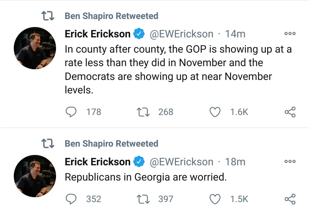 Many in the GOP machine in GA (in office or in punditry) spent the last 2 months mocking the GOP Base (Trump voters) regarding Trump and election concerns. I am not sure why  @EWErickson  @benshapiro and the  @SenateGOP are surprised that GOP voters are not interested in voting.
