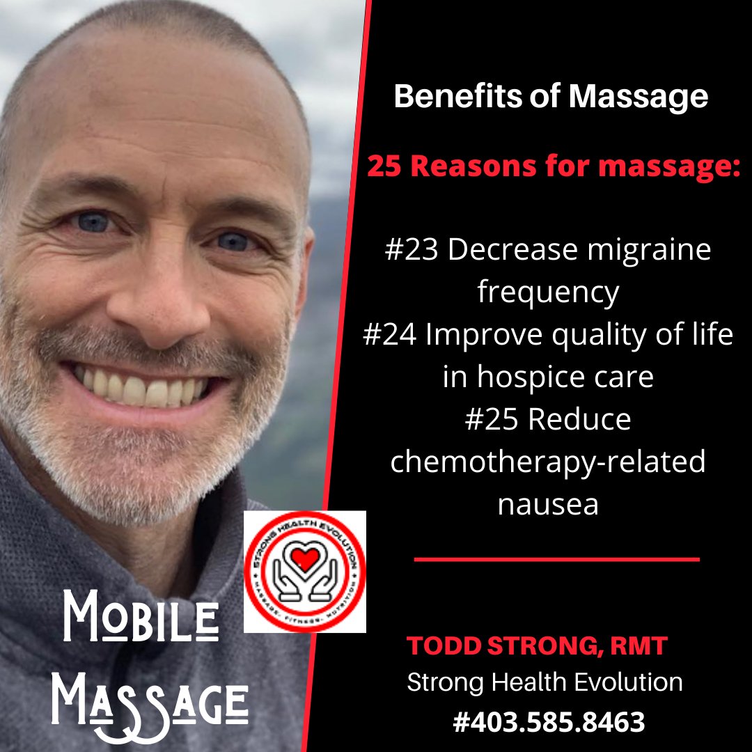 CalgaryHandM's tweet image. Top 25 reasons for massage! 
Over the next 5 weeks, I'll count down the reasons...
Book your next massage today!