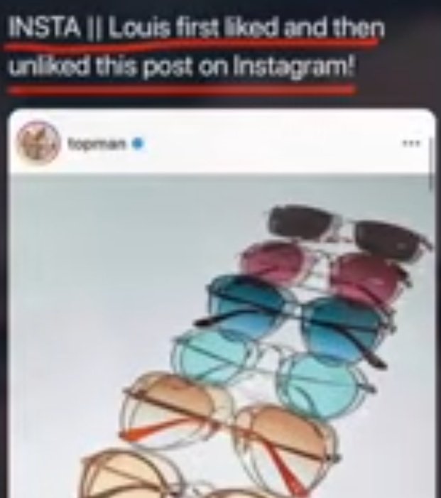 JULY Part Two * Louis' like and unlike to a sunglasses post , Harry wearing those glasses after. * the beds pushed together * Harry in Italy with Mysterious company