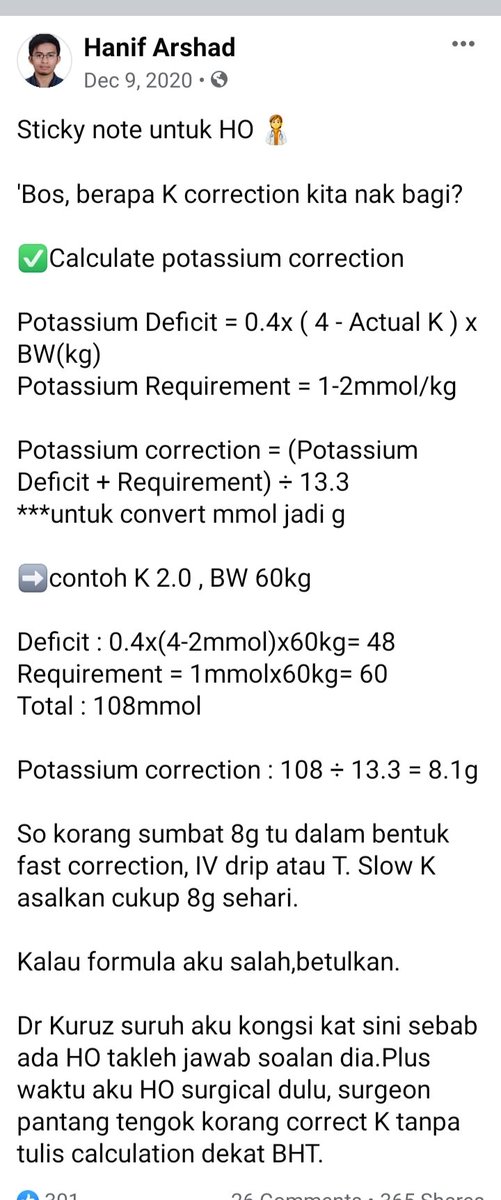 how to calculate potassium deficit Leonard Simpson