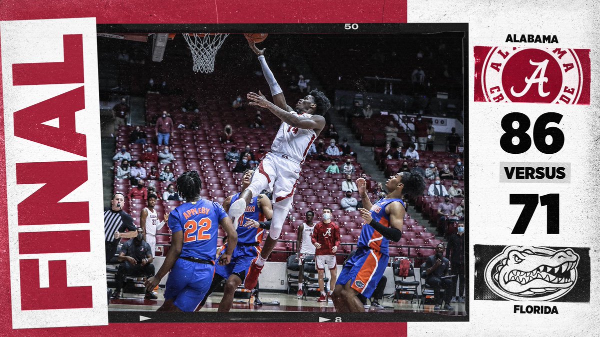 AlabamaMBB's tweet photo. 𝗙𝗶𝗿𝘀𝘁 win at 🏠 vs. 🐊 since 2006

                       𝗔𝗡𝗗

𝗙𝗶𝗿𝘀𝘁 3⃣-0⃣ start in 𝗦𝗘𝗖 since 1986-87 
#BlueCollarBasketball | #RollTide https://t.co/nUtGdazyXZ