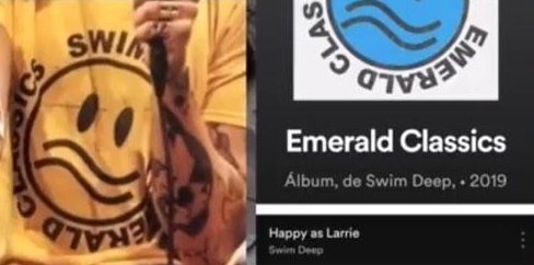 JANUARY *Lyrics Parallels *mvs parallels*Louis not being good at maths when it comes about his relationship with Eleanor. *Harry wearing the Swim Deep album shirt wh there's a song named "happy as a larrie" ( and inviting them to tour with him).