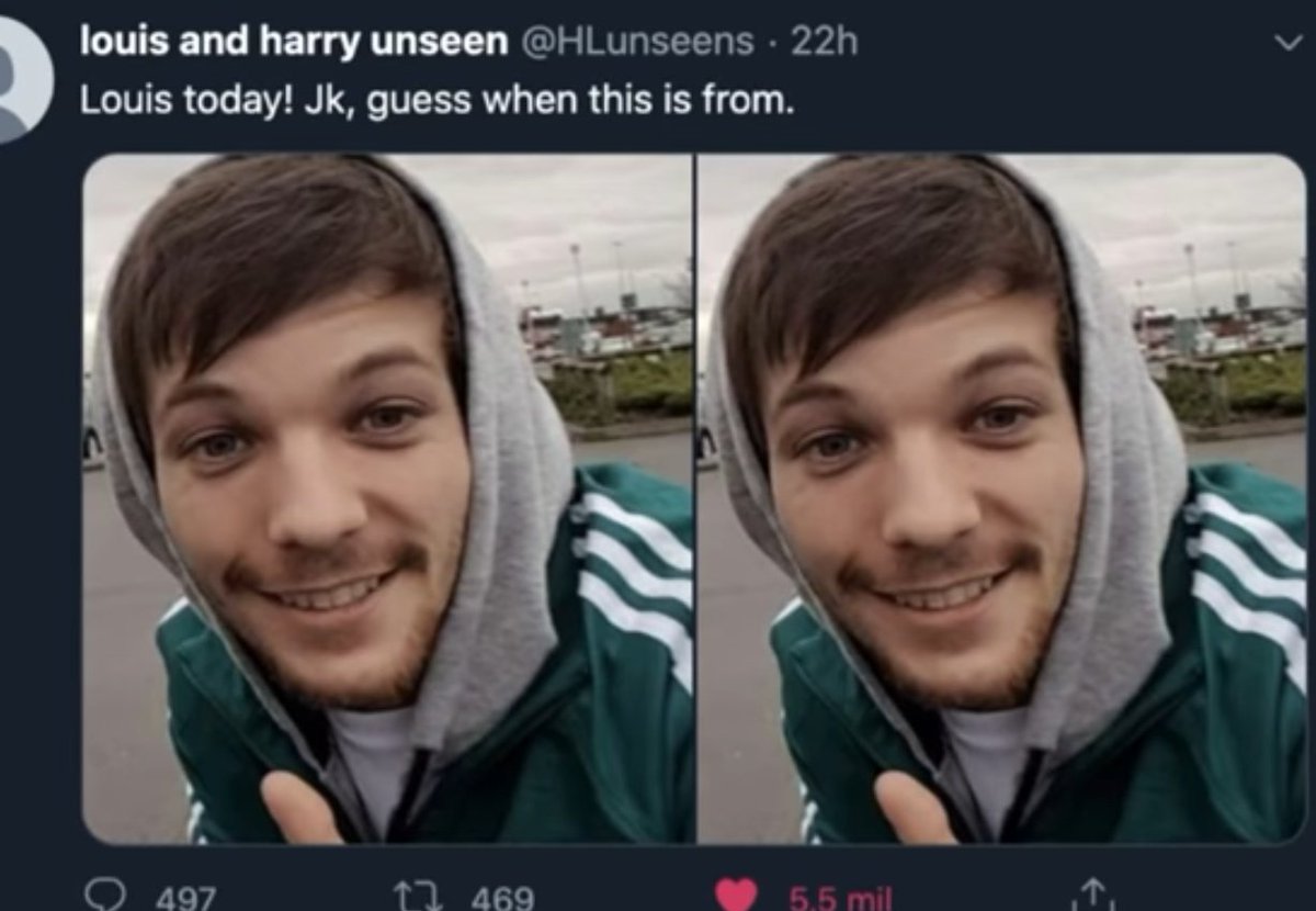 SEPTEMBER * carpool footage. Harry and the hashbrown Louis ordered for him * Pauly liking a larry post on September 28th * The umbro shirt , the anchor and rope sticker and the star. * the unseen confirming it was Louis the Mysterious Guy at the Dunkirk set