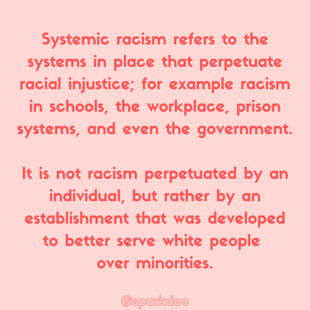 thesparkdoc's tweet photo. Just as it’s been in place for years, systemic racism will take years to undo, but we have to start somewhere. The first step to take is understanding what systemic racism is, how it got here, and how it benefits you. Then take action to undo it. Retweet to spread the word. https://t.co/7IoqazNcWu