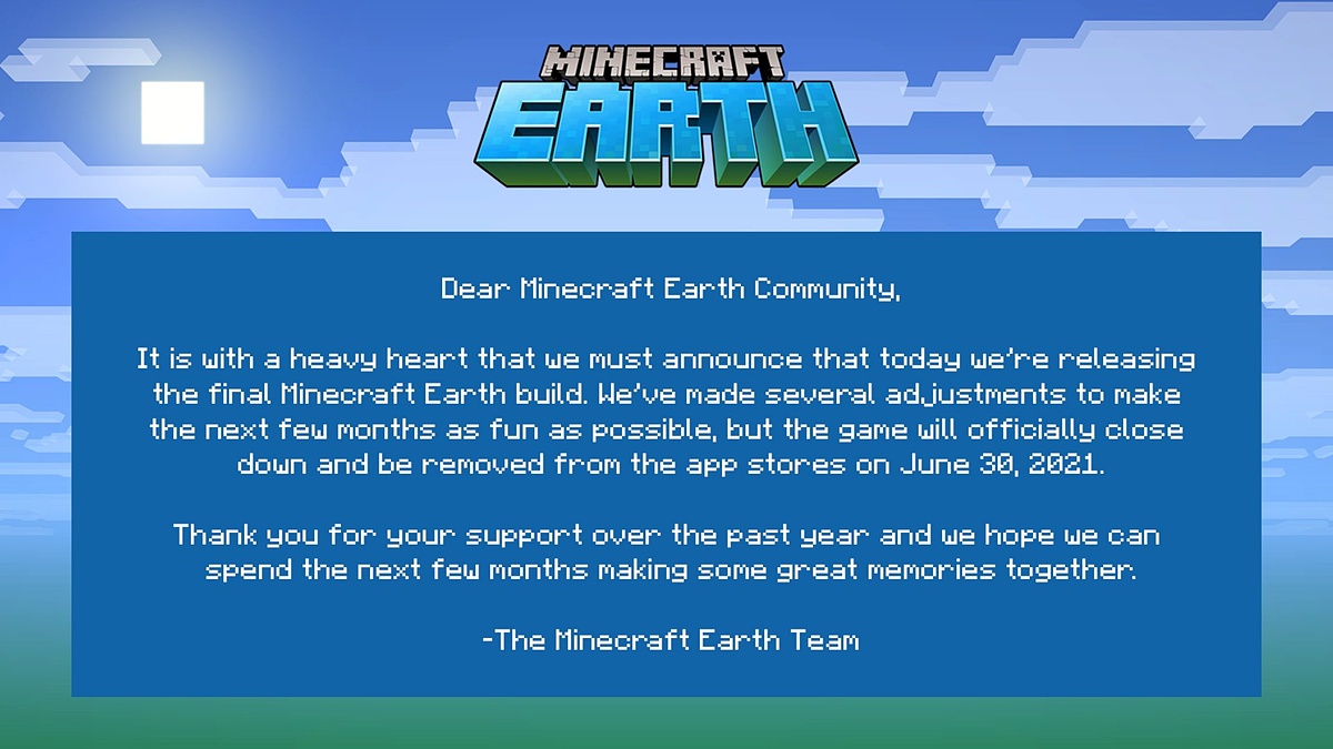Game Watch A Twitter Android Ios用 Minecraft Earth 6月30日をもってサービスを終了 1月5日に 課金要素を廃した最終ビルドをリリース T Co Z0eci0f6wh マインクラフト マイクラ Game Watch A Twitter Android Ios用 Minecraft Earth 6月30日をもってサービスを終了 1月5日に 課金要素を廃した最終ビルドをリリース T Co Z0eci0f6wh マインクラフト マイクラ