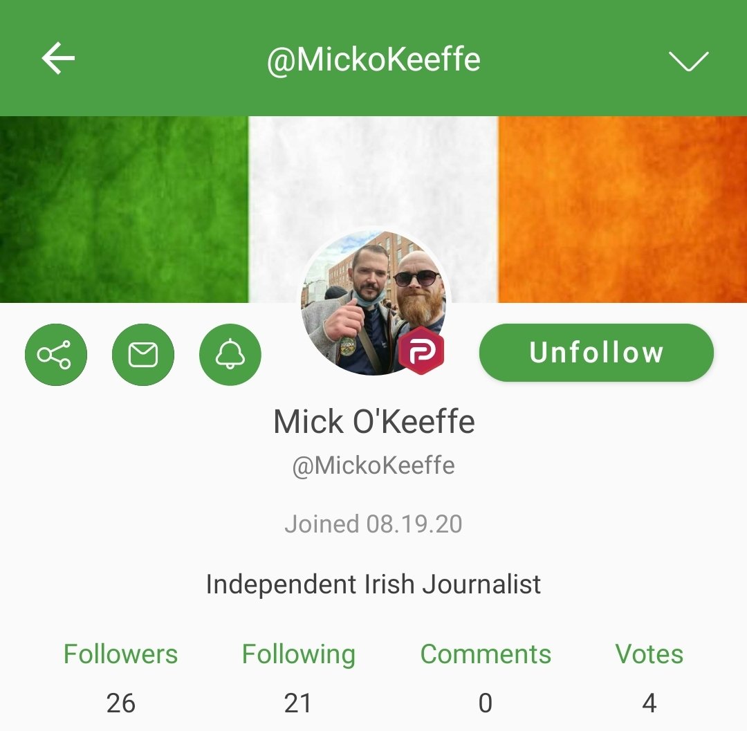 6/ Our old friend Mick 'Chopper' O'Keeffe from Waterford, Justin Barrett's Chief Grunt. The platform is just not for him though, narcissists can't survive without the oxygen of attention. He did make me cry laughing with his bio description though 'Independent Irish Journalist'