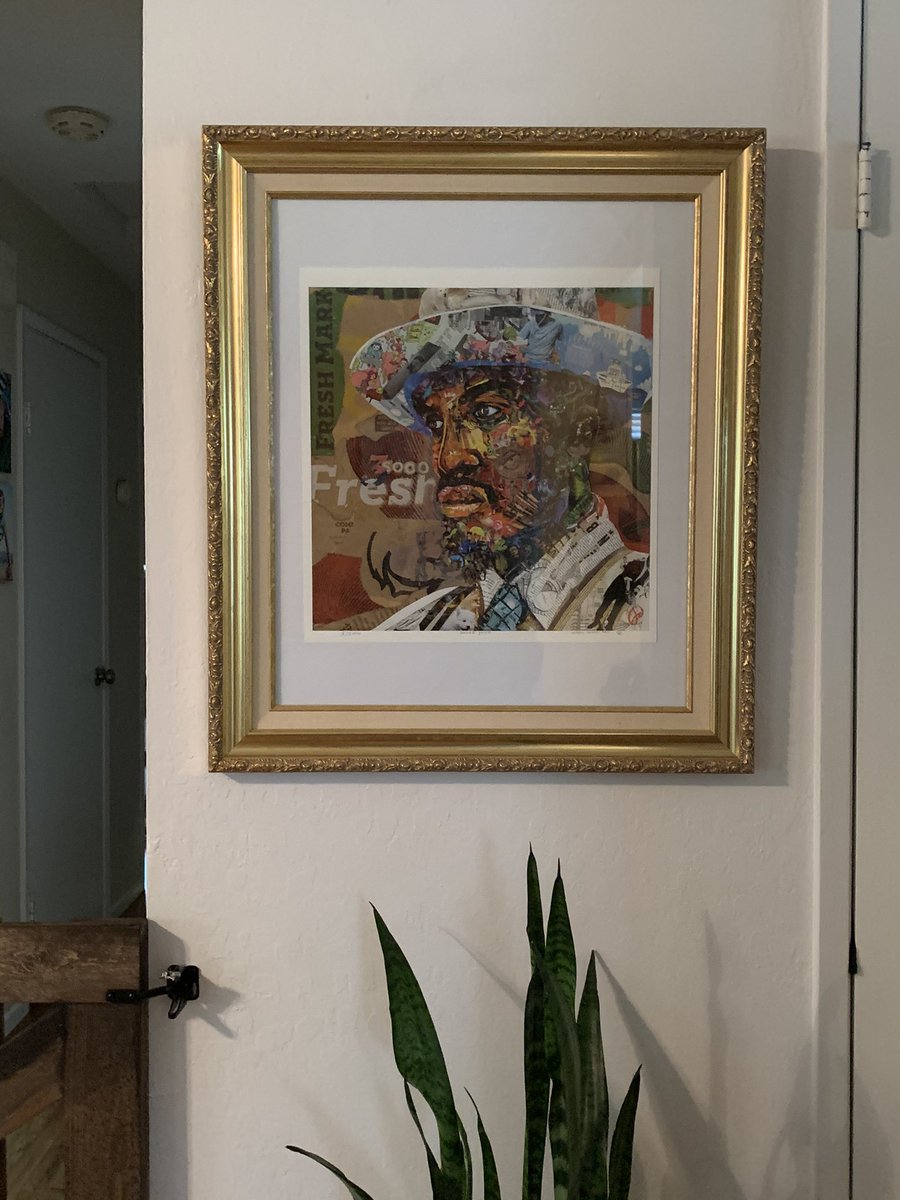 jarrelli5000's tweet photo. Andre3000 is trending so I thought I’d post this piece of art I finally framed and hung up yesterday. Weird coincidence. #jeremykranzart #goat #Andre3000 #sooofresh https://t.co/MNlTvWvMSB