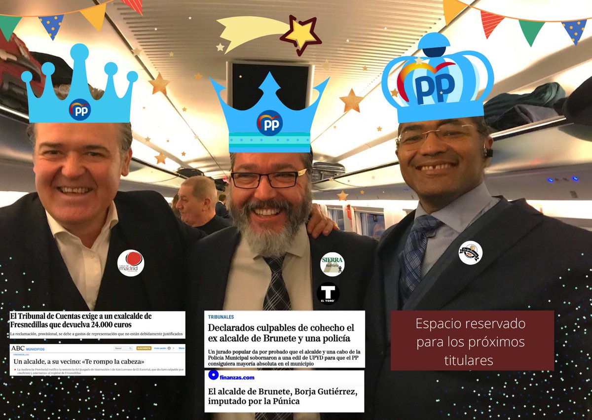 PVillamantilla's tweet photo. Estos son los #reyezuelos #corruPPtos de la #SierraOeste
#malgastar #malhechor y #vaasaltar
Por un #Villamantilla libre de la gestión #caciquil, #cínica y #déspota del #alcalde Juan Antonio de la Morena (@populares) #Chanchullos #Peperos #PParasitos 🥾👑 https://t.co/1lzGzgPSqh