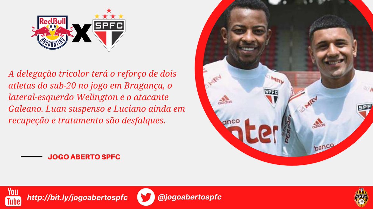 jogoabertospfc's tweet photo. E ai torcedor gostaram? Os dois viajaram junto com o elenco principal para Bragança.

#spfc #spfcnoticias #sãopaulofcnoticias #jogoabertospfc
#galeanospfc #galeano #welingtonspfc #spfcxbragantino
@JovaTricolor @DrexTricolor @teclasdaniel https://t.co/03aYtW15Sk