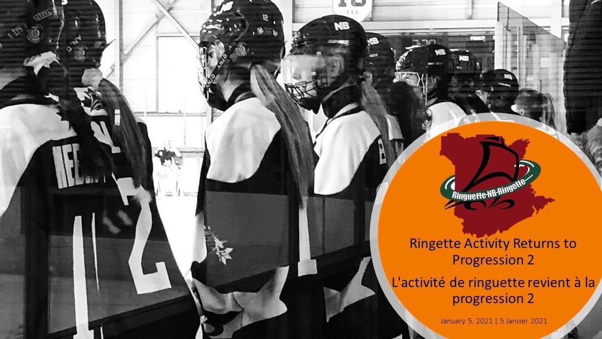 As all public health zones transition back to Orange, ringette activities across the province move back to Progression 2 of the NB R2R Guidelines. 

For more info on what is permitted (&amp; what is not) under Progression 2, visit ringette-nb.com/page.php?page_…