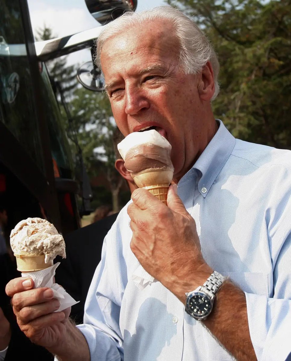 Biden can't get enough of it..."My name is Joe Biden and I Love Ice Cream...you all think I'm kidding, but I'm not...I eat more Ice Cream than THREE OTHER PEOPLE YOU'D LIKE TO BE WITH, All at once..."