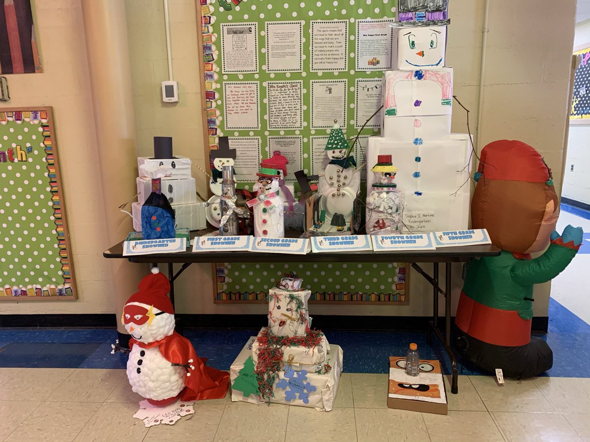 kanner_jamie's tweet photo. Last month, families participated in the Family STEAM Challenge and designed snowmen. Then, students showcased their creativity by displaying their festive snowmen in the lobby! @WantaghSchools @MandalayEl @ForestLakeWsd @schooldaddy21 https://t.co/pX2zO8kmtx