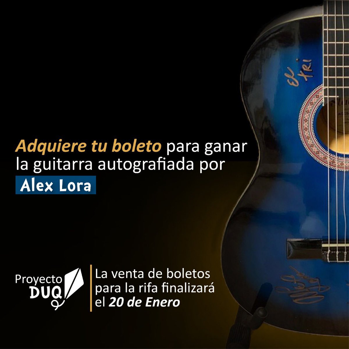 DuqProyecto's tweet photo. Nuestra rifa tiene nueva fecha! Adquiere tus boletos por DM #AlexLora #ElTri #Guitarra #Musica #ProyectoDUQ https://t.co/vc2wc3YfVm