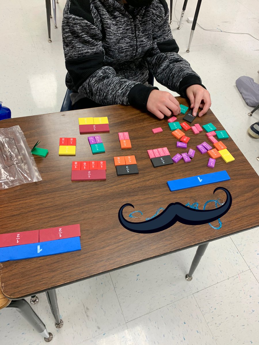 MrRileysRoom's tweet photo. Used fraction tiles to find equivalent fractions. Then we wrote our findings on a chart. Kids get fractions so much easier when it’s visual. @ButcherGreene @kellyvinesnash https://t.co/Mo6UoQaGxd